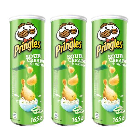 Картофельные чипсы Pringles Набор из 3 штук по 165 г Сметана и лук