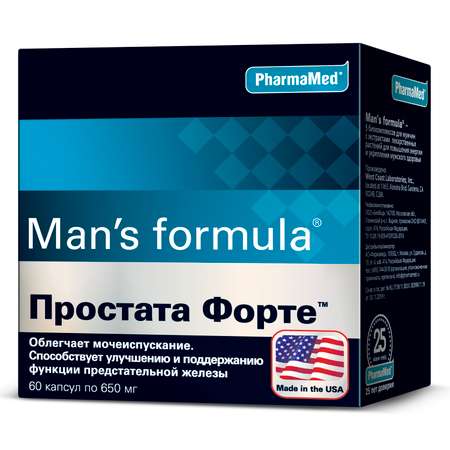 Биологически активная добавка Mans formula Простата Форте 60капсул