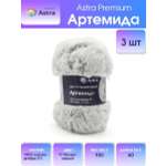 Пряжа Astra Premium Артемида с густым пушистым ворсом 100 г 60 м 17 белый/серый 3 мотка