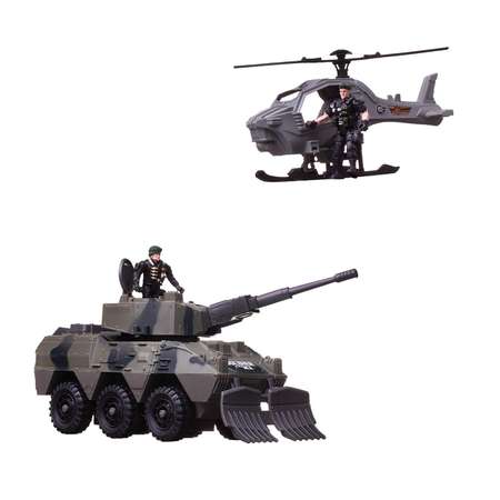 Игровой набор Боевая сила ABTOYS Военная техника Танк Вертолет 2 фигурки Солдат