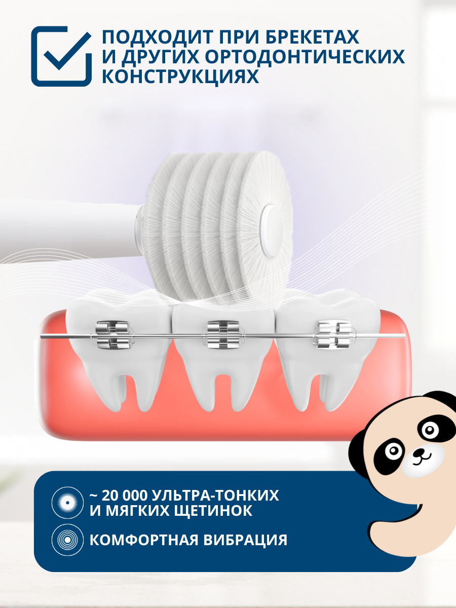Зубная щетка электрическая Mega Ten kids sonic Панда детская - фото 11