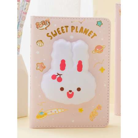 Блокнот со сквишем Михи-Михи Зайка Sweet Planet формат А6 розовый