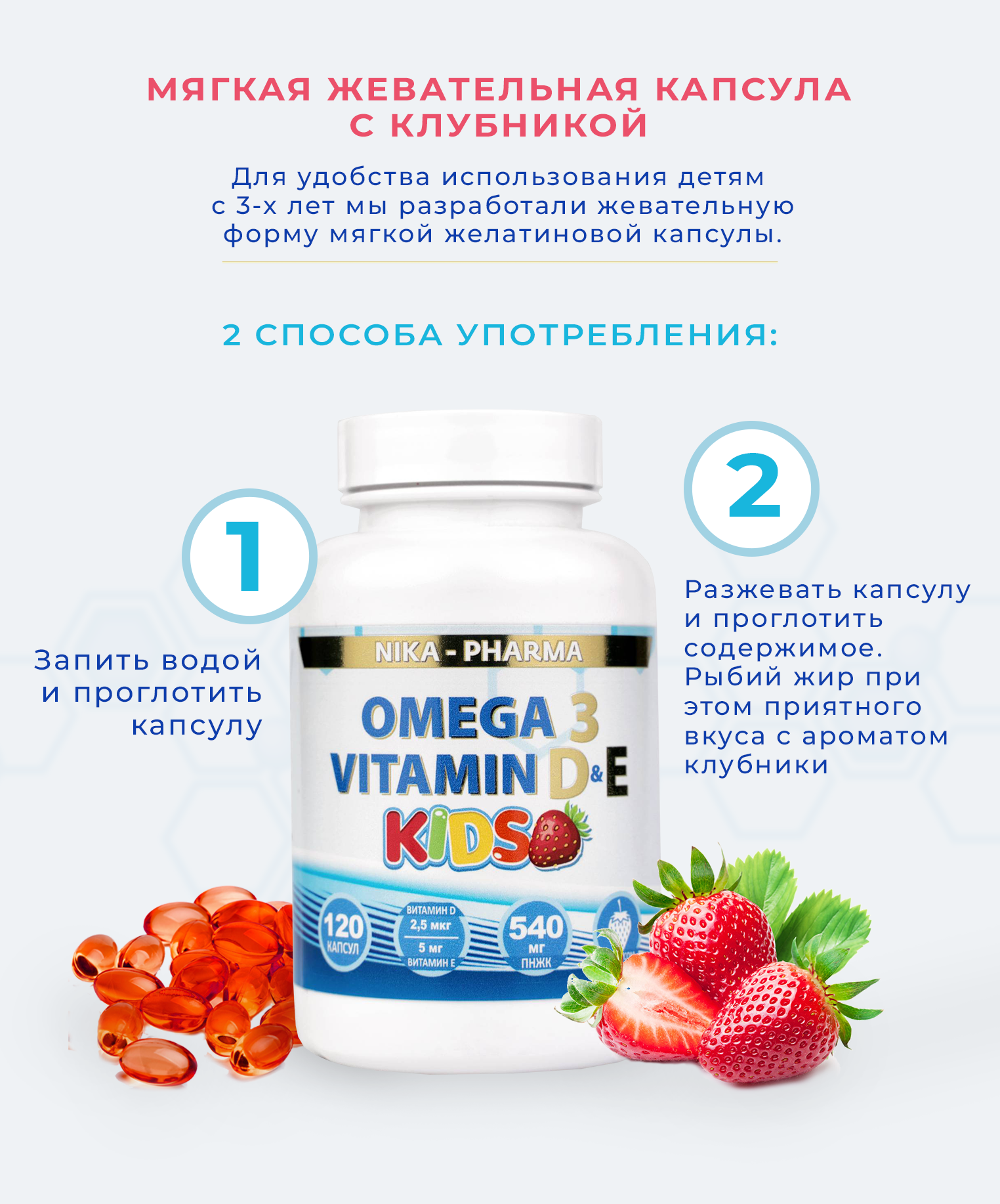 Комплекс детский Омега-3 NIKA-PHARMA с витаминами Е и Д - фото 7