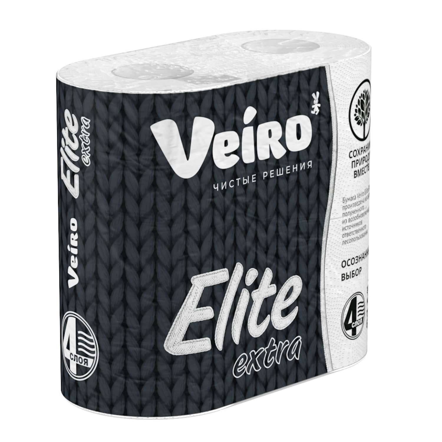 Туалетная бумага Veiro Elite Extra 4 слоя/4 рулона Белая/без аромата - фото 1