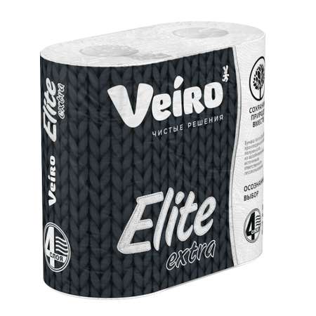 Туалетная бумага Veiro Elite Extra 4 слоя/4 рулона Белая/без аромата