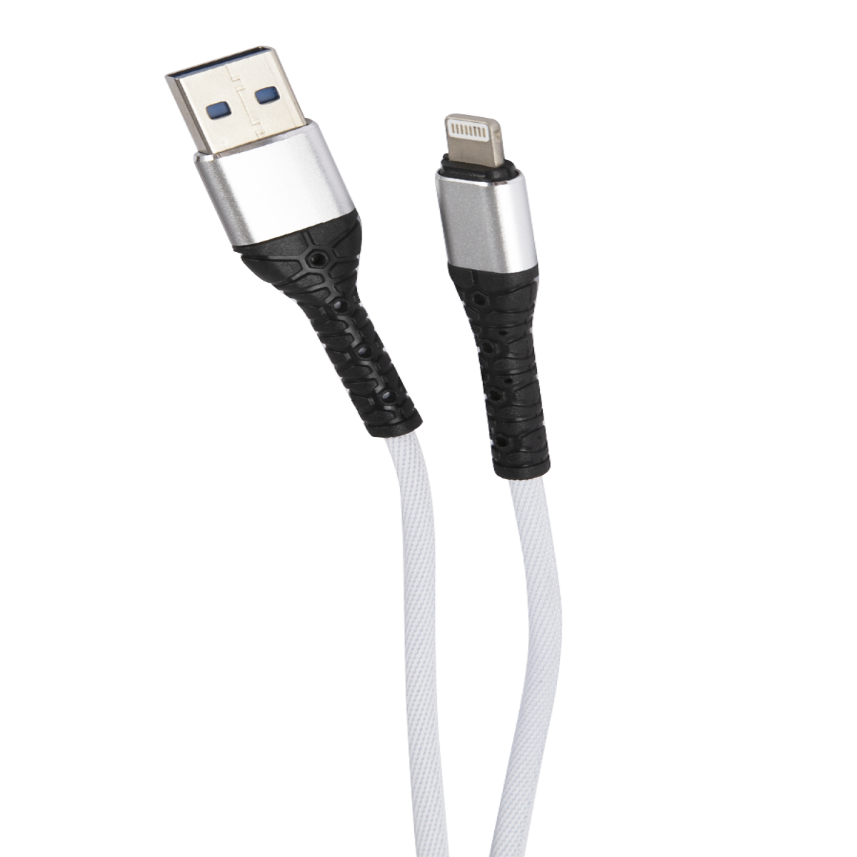 Дата-кабель mObility USB – Lightning 3А тканевая оплетка белый - фото 2