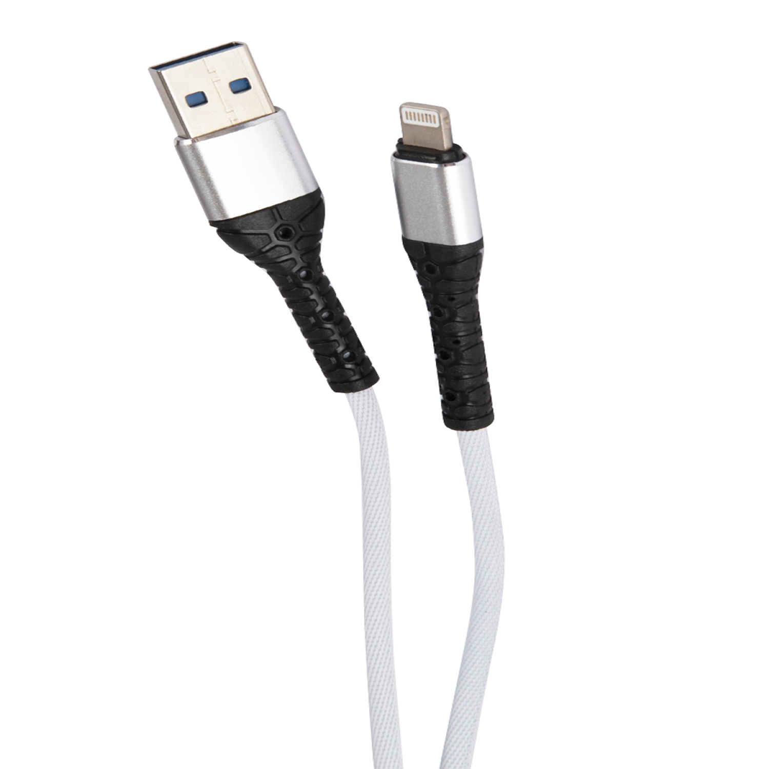 Дата-кабель mObility USB – Lightning 3А тканевая оплетка белый - фото 2
