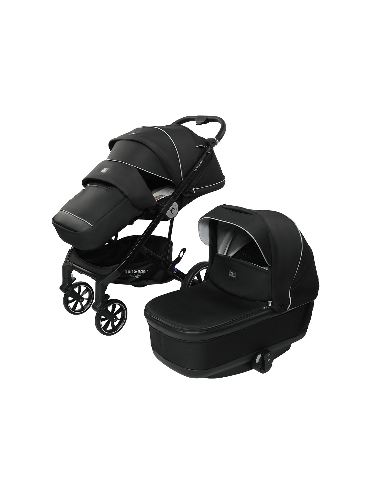 Коляска Ining baby 2 В 1 iningbaby Sevila KR338 black - фото 3