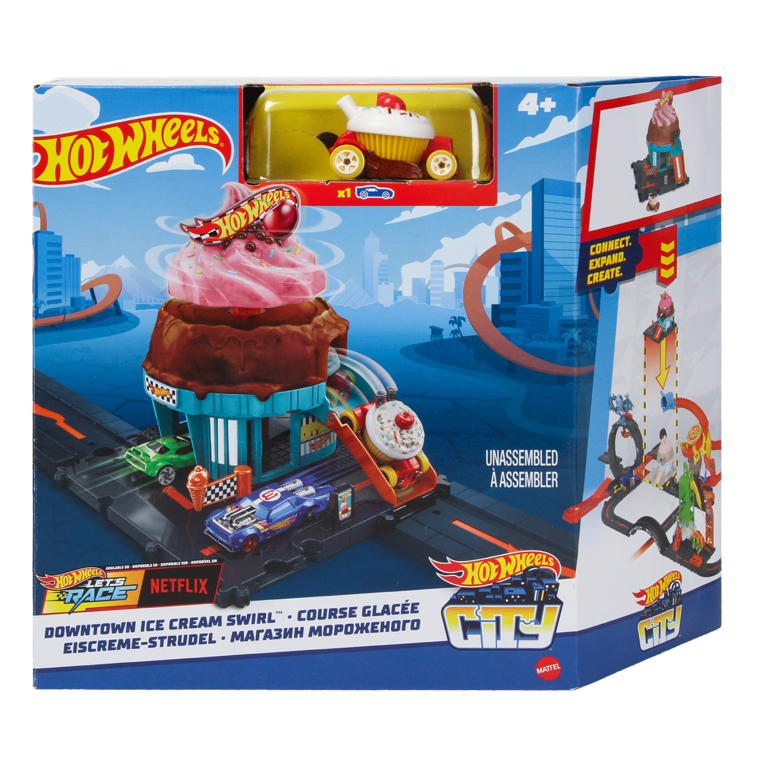 Трек Hot Wheels City Downtown Ice Cream Swir с лифтом HDR24 - фото 2