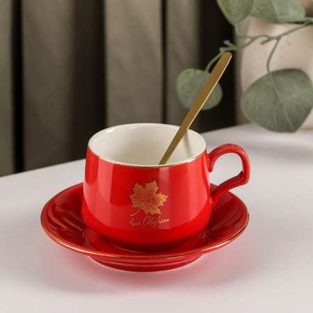 Чайная пара Sima-Land Настроение чашка 220 мл блюдце 13 см цвет красный