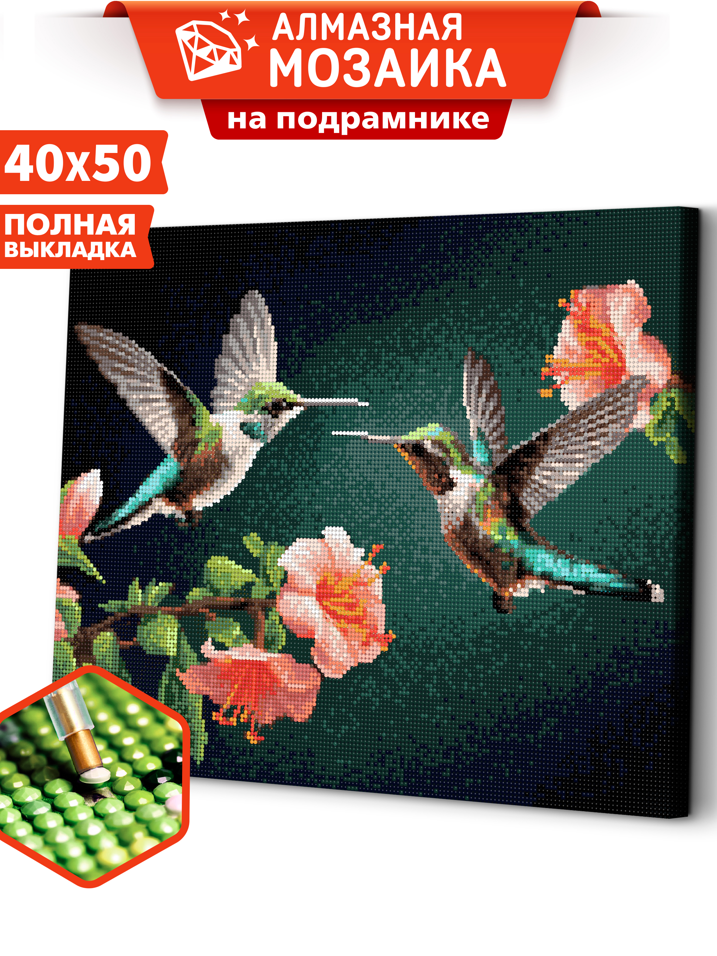 Алмазная мозаика Art sensation холст на подрамнике 40х50 см Колибри - фото 1