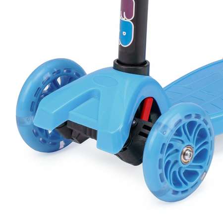 Самокат BABY STYLE детский светящиеся колеса с тормозом до 25 кг голубой