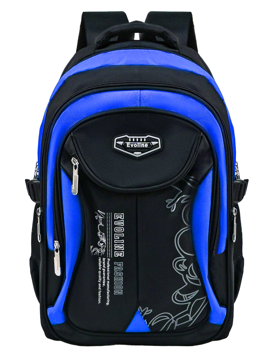 Рюкзак школьный Evoline большой черно-голубой EVOS-318 - фото 1