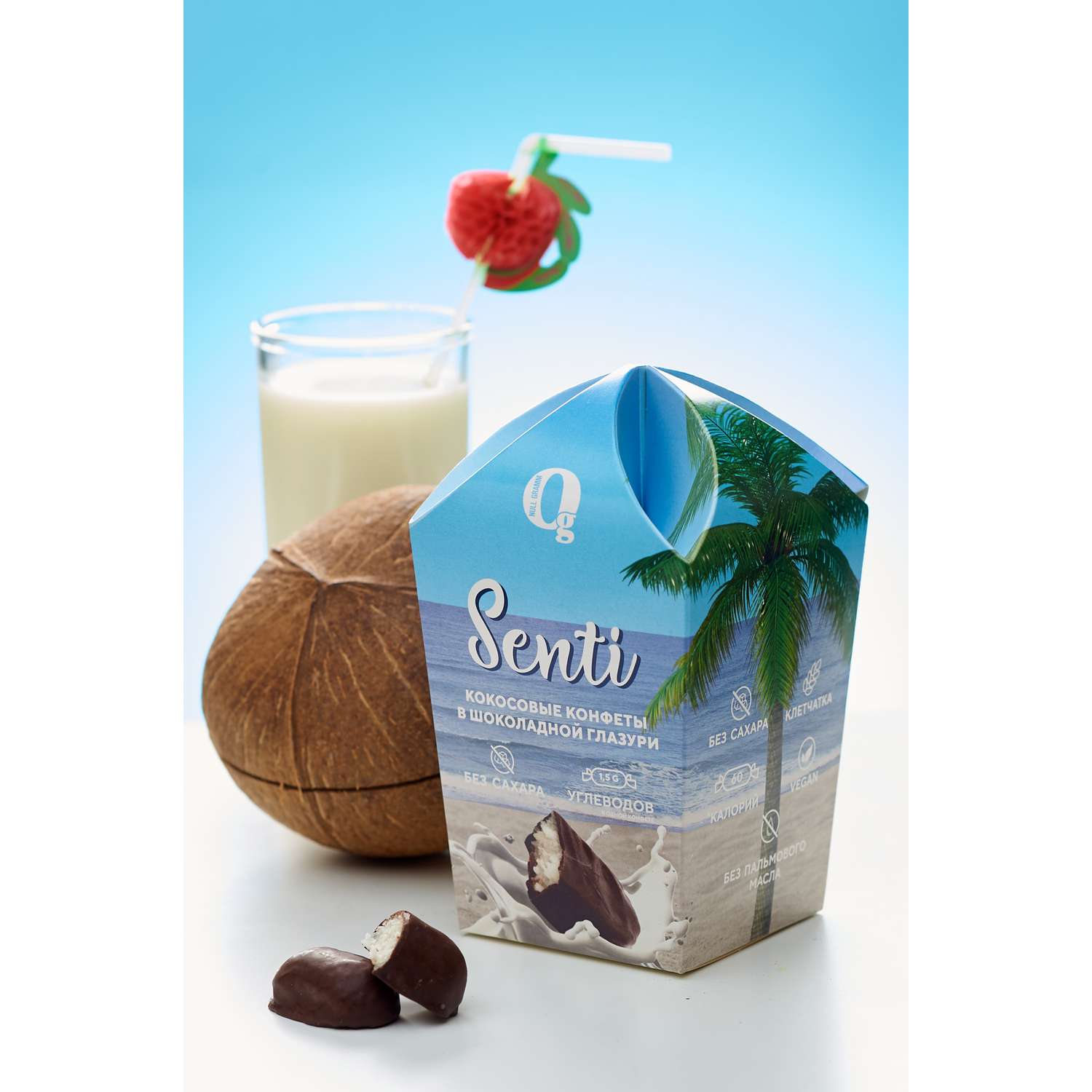 Конфеты без сахара Ноль грамм кокосовые в темном шоколаде 180 гр - фото 2
