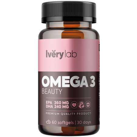 БАД Iverylab Комплекс Омега-3 жирных кислот Omega 3 Beauty 60 капсул
