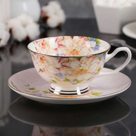 Чайная пара Sima-Land Чайная роза чашка 200 мл блюдцем 15 см