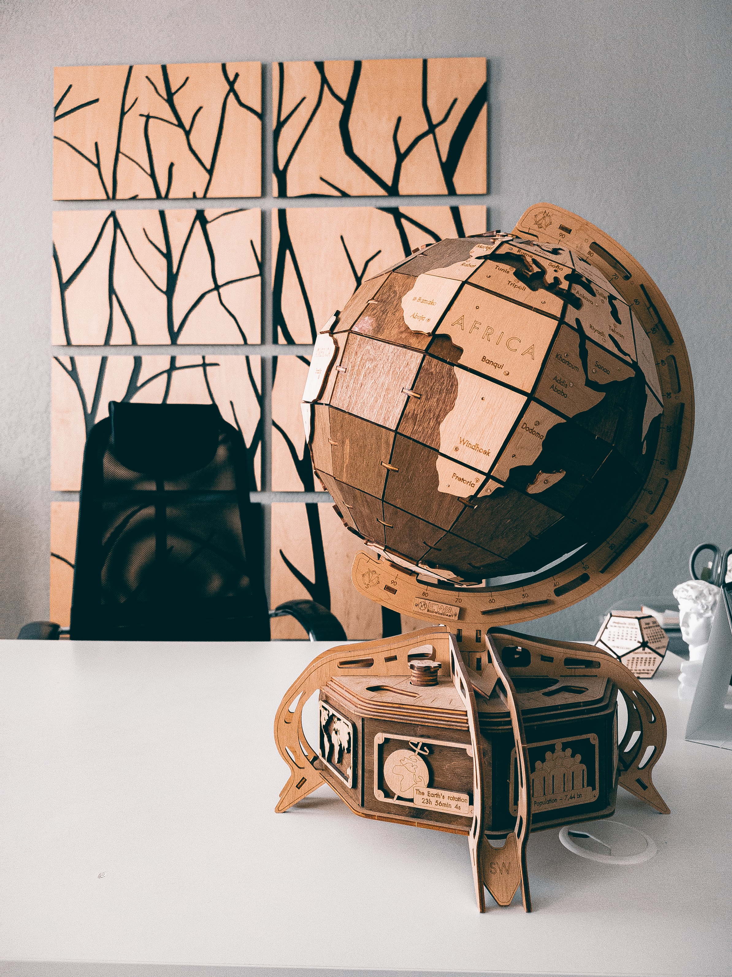 Деревянный конструктор 3D Eco Wood Art Глобус Голубой - фото 11