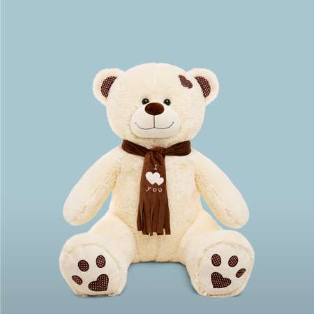 Мягкая игрушка Мягкие игрушки БелайТойс Плюшевый медведь Тони с шарфом 150 см цвет молочный