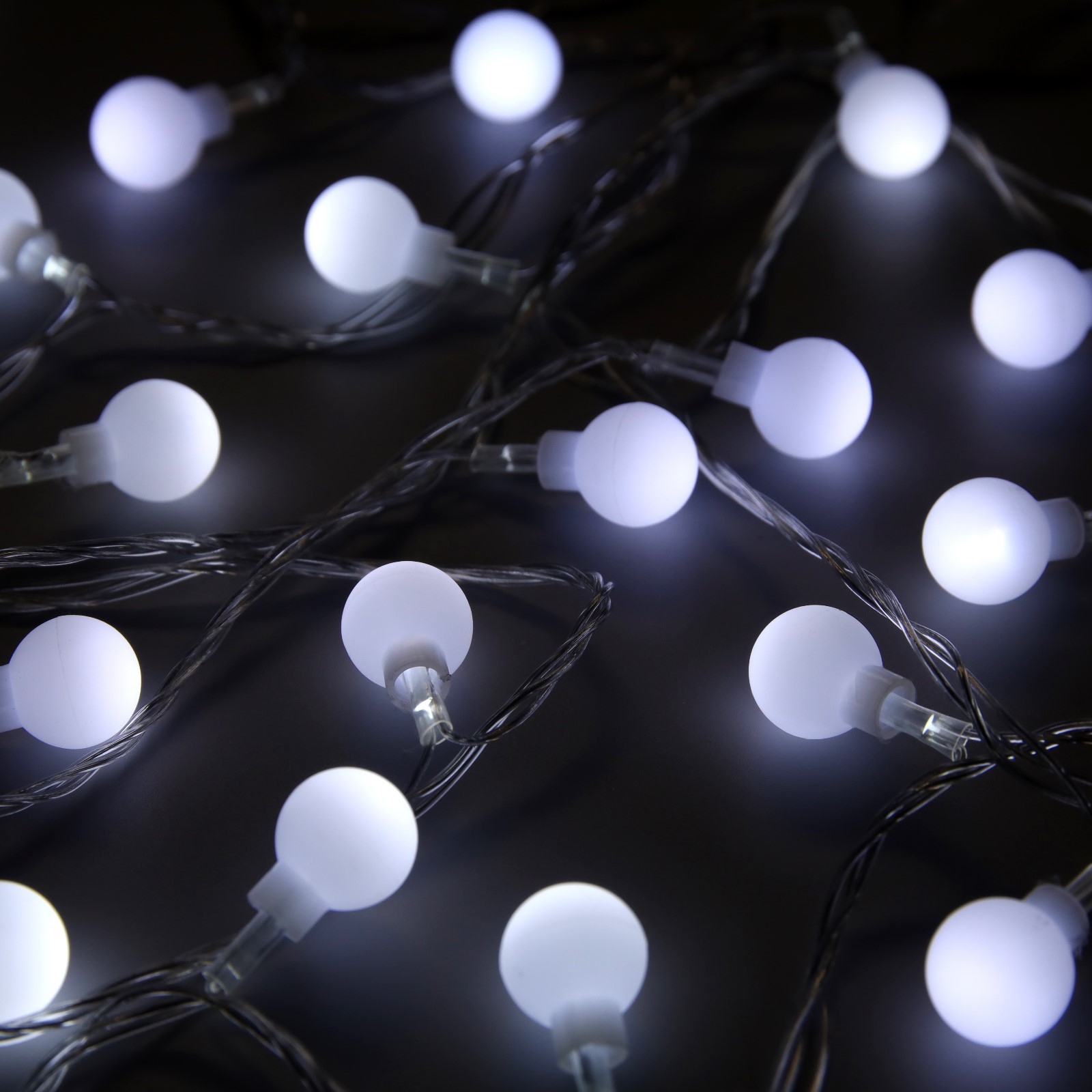 Гирлянда Luazon «Нить» «Шарики белые» IP20 прозрачная нить 30 LED свечение белое 8 режимов 220 В - фото 1