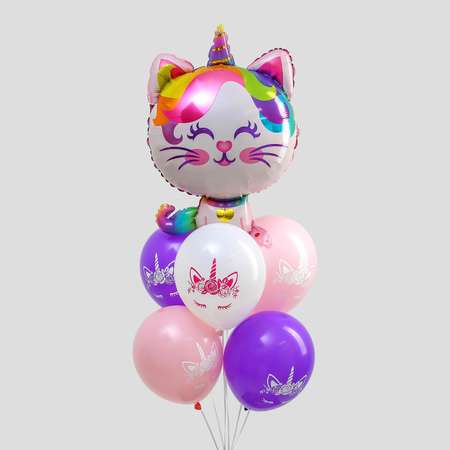 Набор шаров Страна карнавалия С Днем рождения котик единорог 6 штук