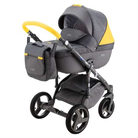 Коляска 3в1 BeBe-mobile Ravenna Sport V115 Серый+Серая кожа+Желтая кожаная отделка