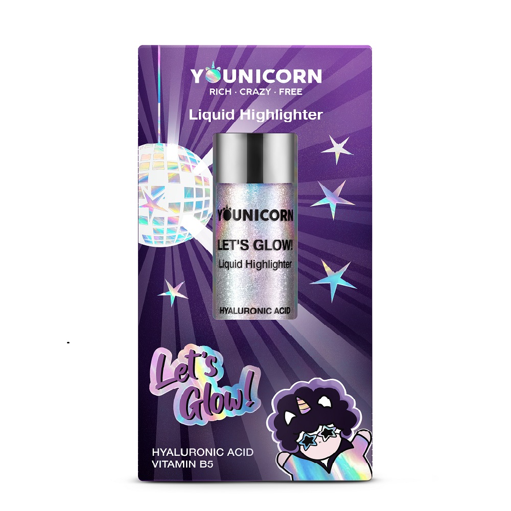 Хайлайтер для лица и тела YOUNICORN голографический LETS GLOW с гиалуроновой кислотой и пантенолом - фото 6