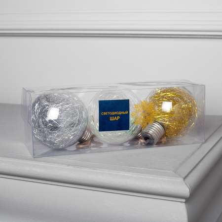Набор Luazon ёлочных шаров «Мишура цветная тёплая» 3 шт. батарейки 5 LED свечение белое