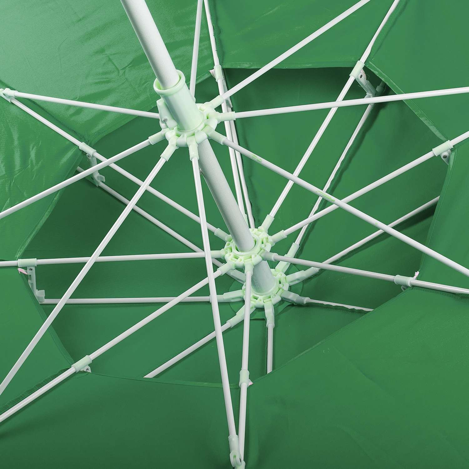 Зонт пляжный BABY STYLE большой от солнца туристический с клапаном 2.15м ткань бахрома зеленый - фото 2