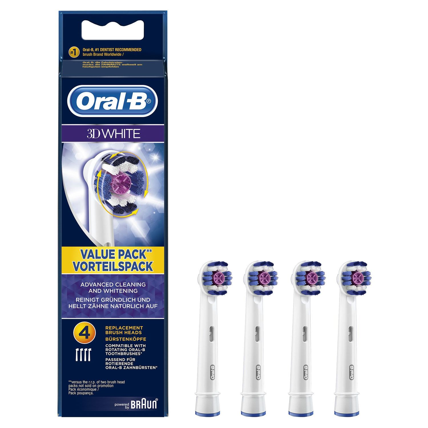 Насадки для электрической зубной щетки Oral-B 3D White 4шт - фото 3