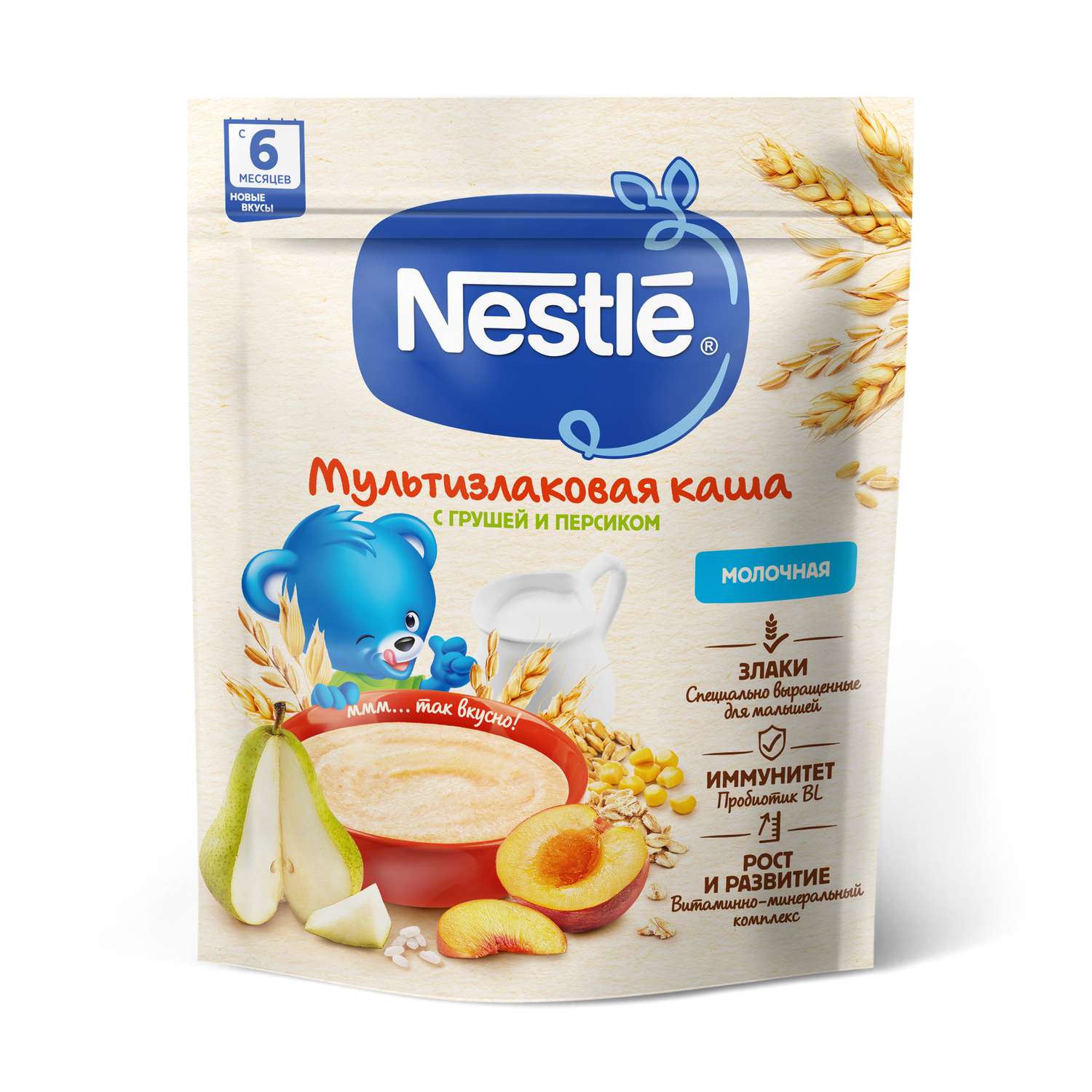 Каша молочная Nestle мультизлаковая груша-персик 200г с 6месяцев - фото 3