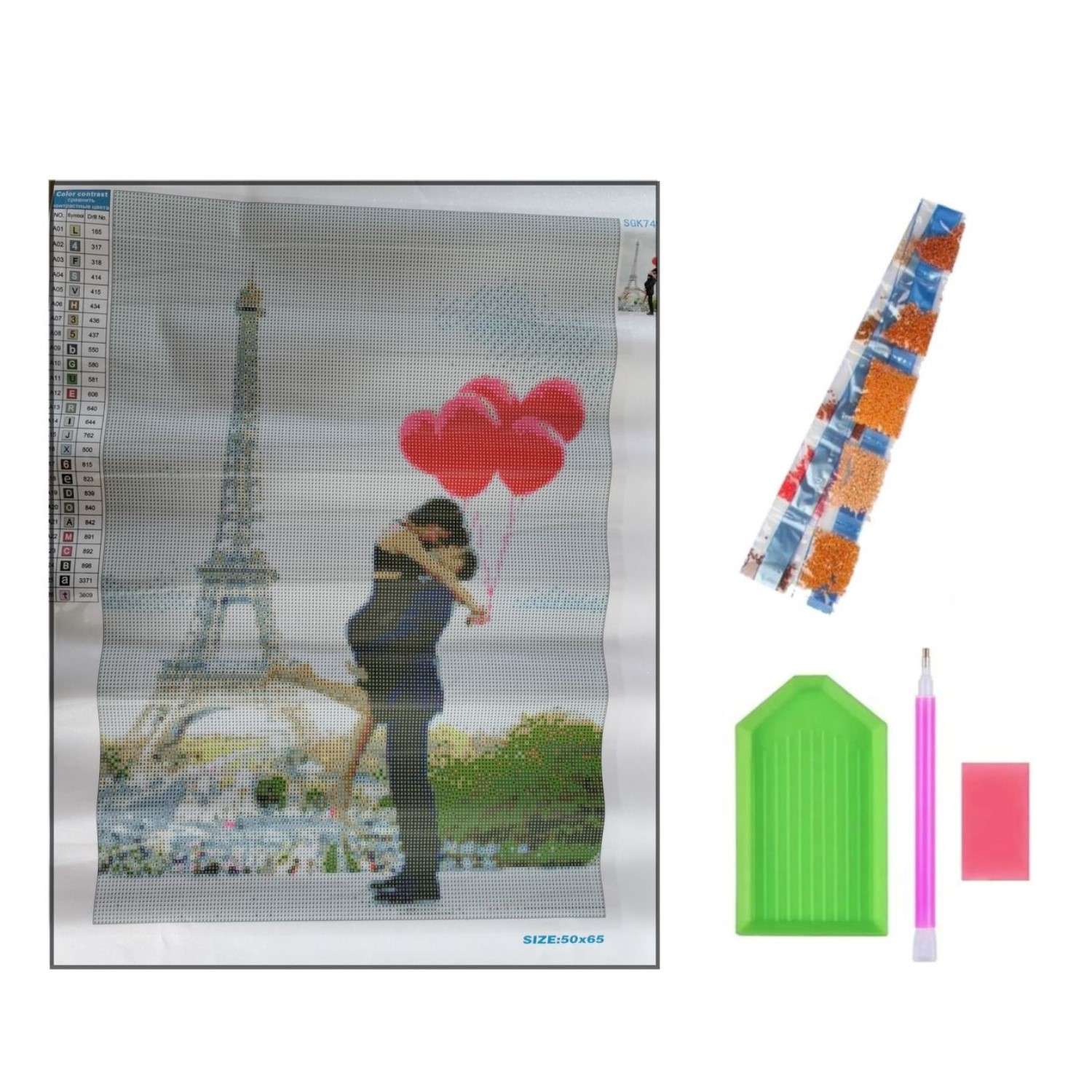 Алмазная мозаика Seichi Влюблённые в Париже 50х65 см - фото 4
