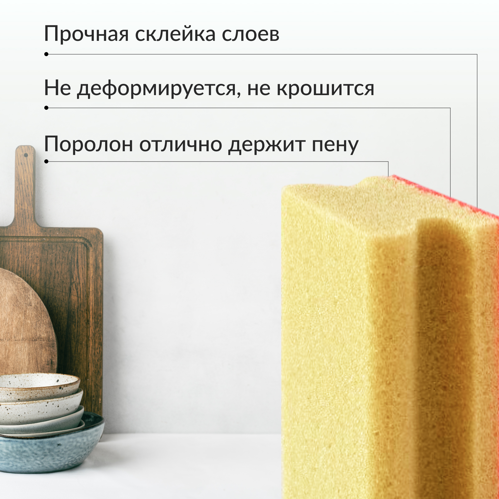 Губки для мытья посуды Jundo Kitchen Sponges Profi 5 шт поролон желтые - фото 4