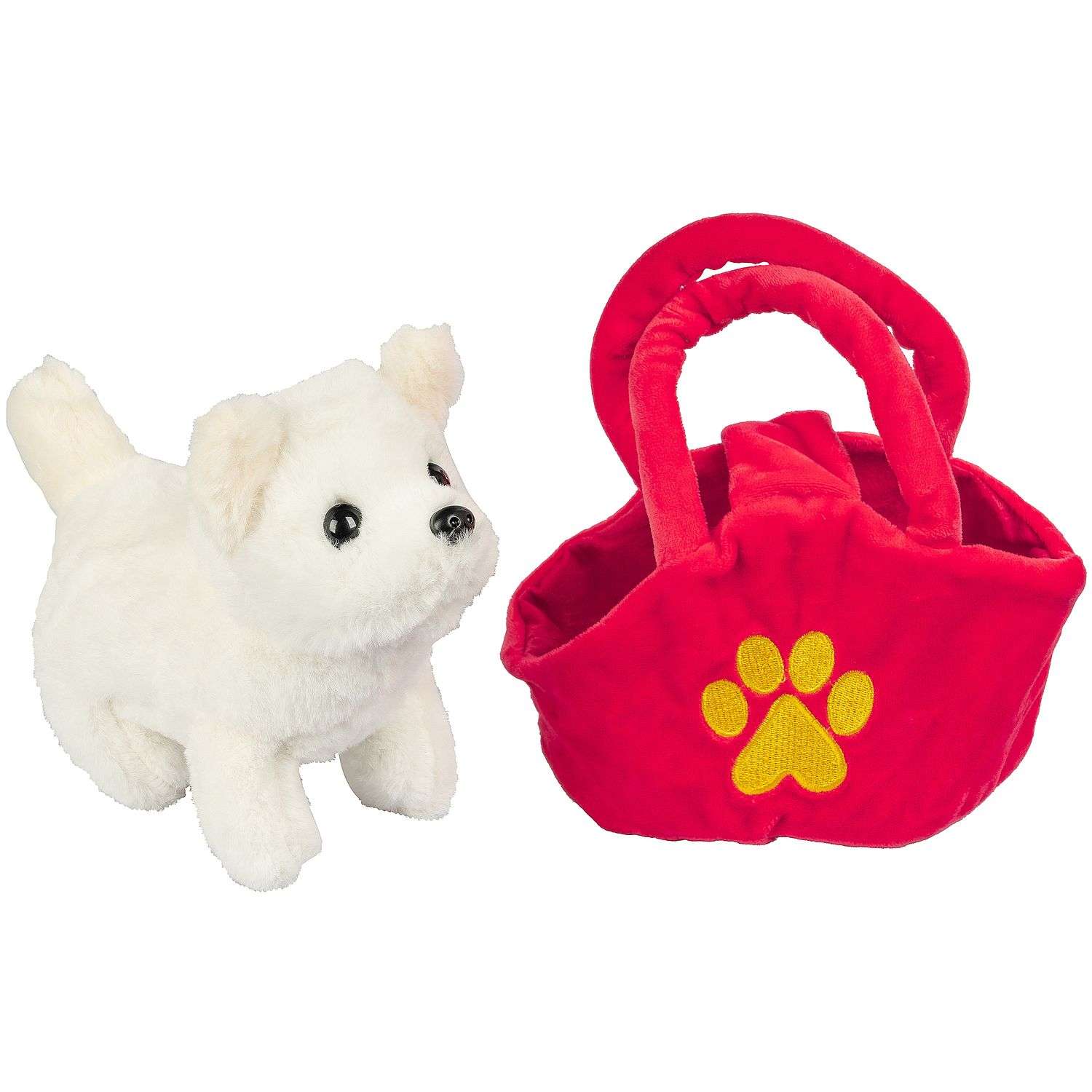 Мягкая игрушка BONDIBON Собака в сумочке белого цвета озвученная 14 см - фото 2