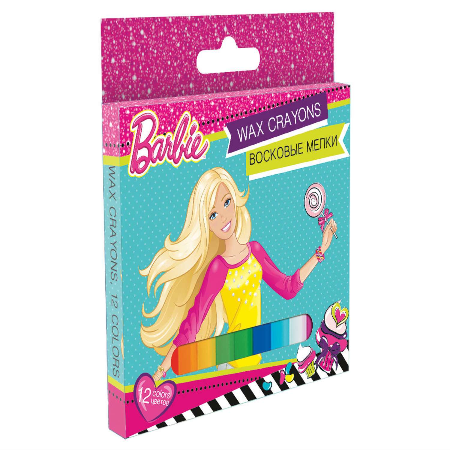 Набор восковых мелков Kinderline Barbie 12 цв - фото 1