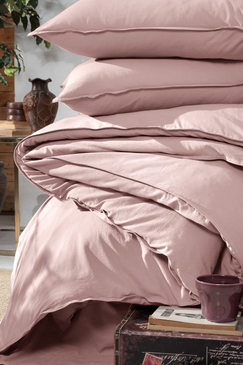 Комплект постельного белья Arya Home Collection Natural Stone Washed 200x220 розовый - фото 6