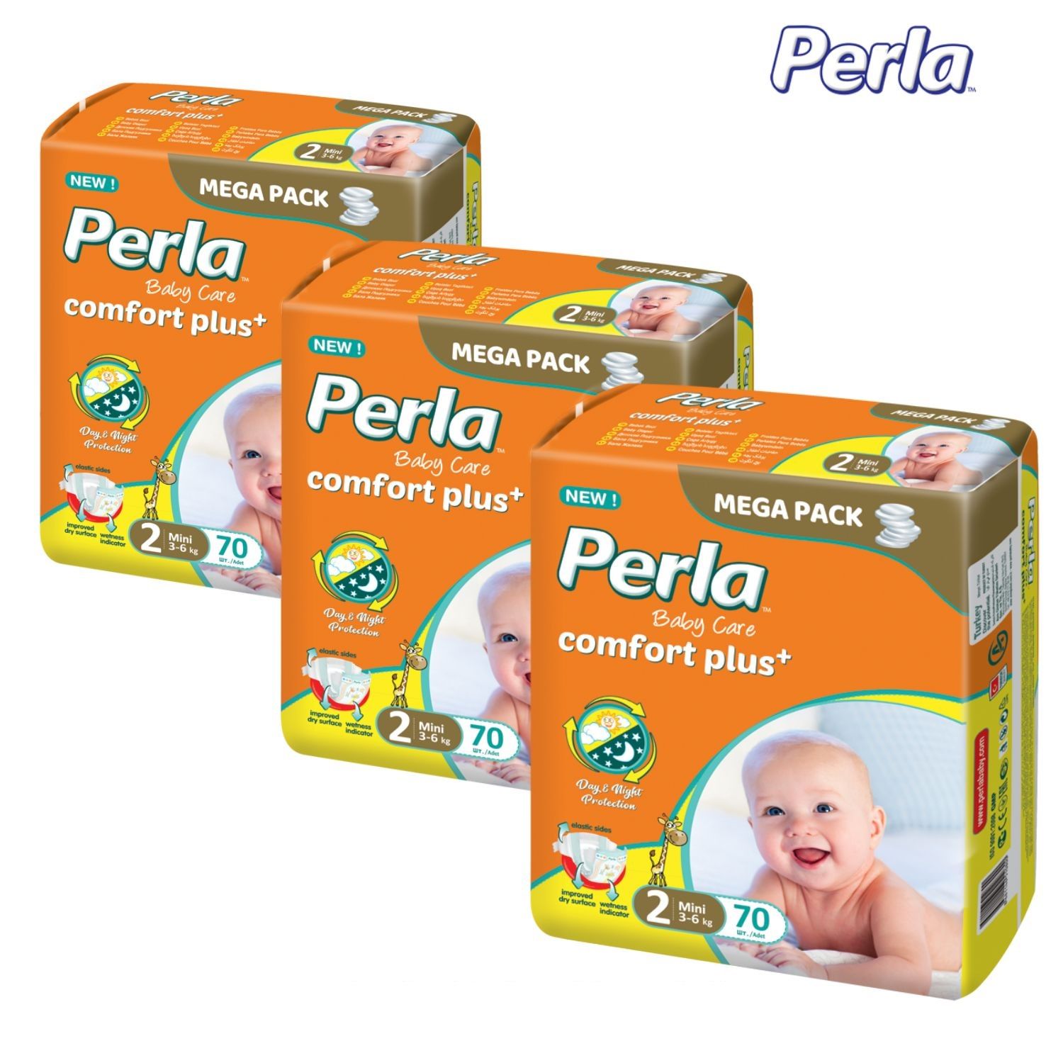 Подгузники Perla CP MEGA Mini 210 шт 3-6 кг - фото 4