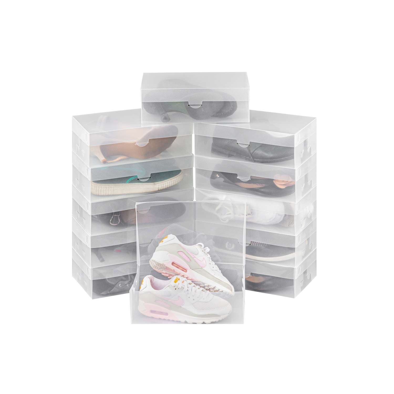 Набор коробок для хранения El Casa складных для женской обуви 30х18х10 см 12шт. Прозрачные с ручкой - фото 5