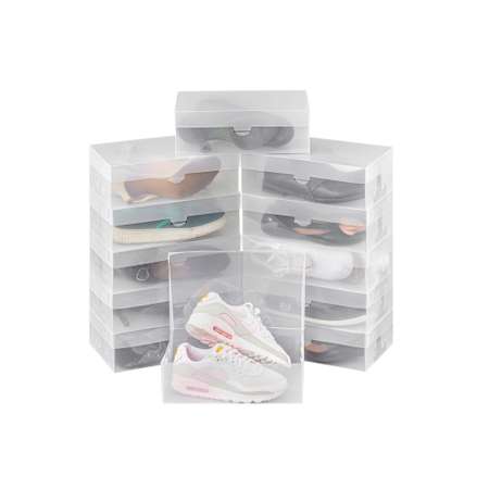 Набор коробок для хранения El Casa складных для женской обуви 30х18х10 см 12шт. Прозрачные с ручкой