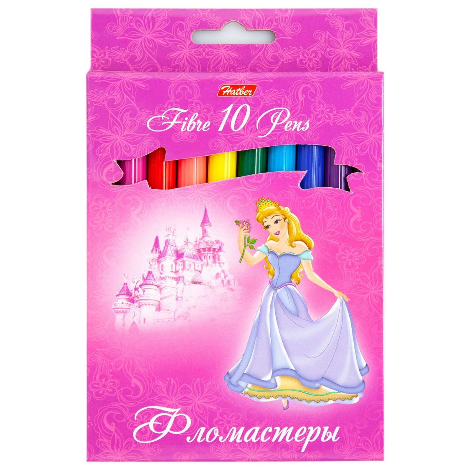 Фломастеры Hatber Принцессы на розовом 10цветов Fk10_03 - фото 1