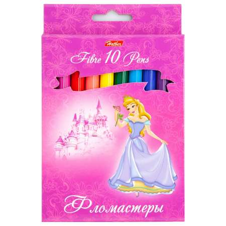 Фломастеры Hatber Принцессы на розовом 10цветов Fk10_03