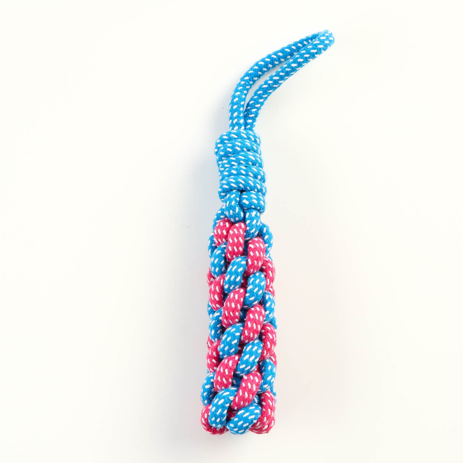 Игрушка Пижон канатная плетеная с ручкой 120 г до 31 см синяя/розовая - фото 2