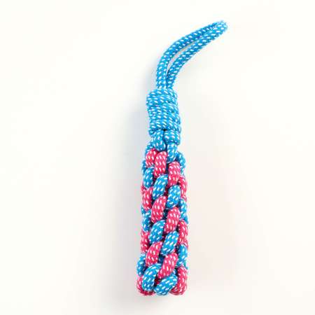 Игрушка Пижон канатная плетеная с ручкой 120 г до 31 см синяя/розовая