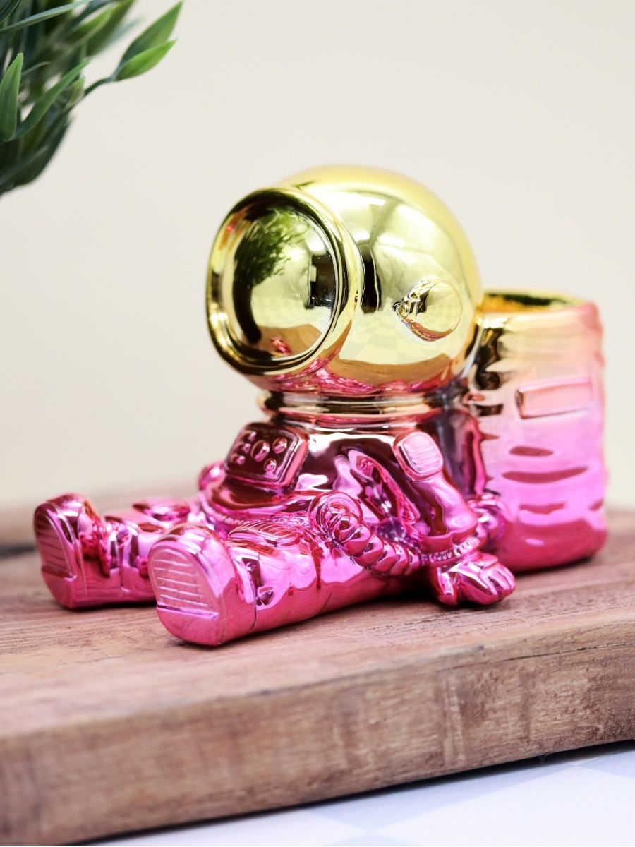 Подставка для канцелярии iLikeGift Astronaut pink metallic - фото 3