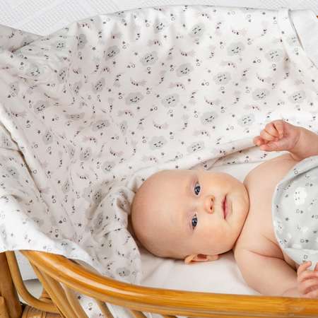 Пеленки фланелевые Чудо-чадо для новорожденных «ЗасыпайКа» 90х120см серый 3 шт