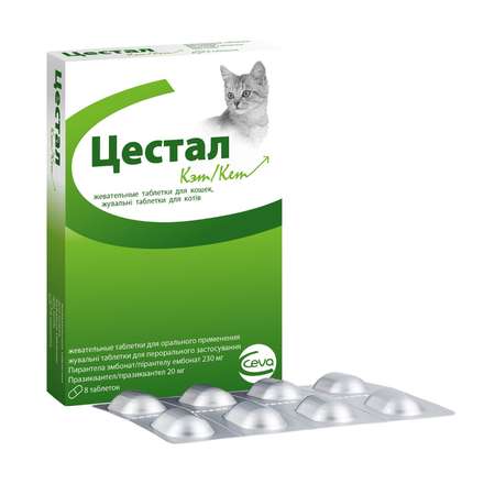 Таблетки для кошек Cestal Cat Chew жевательные 8шт