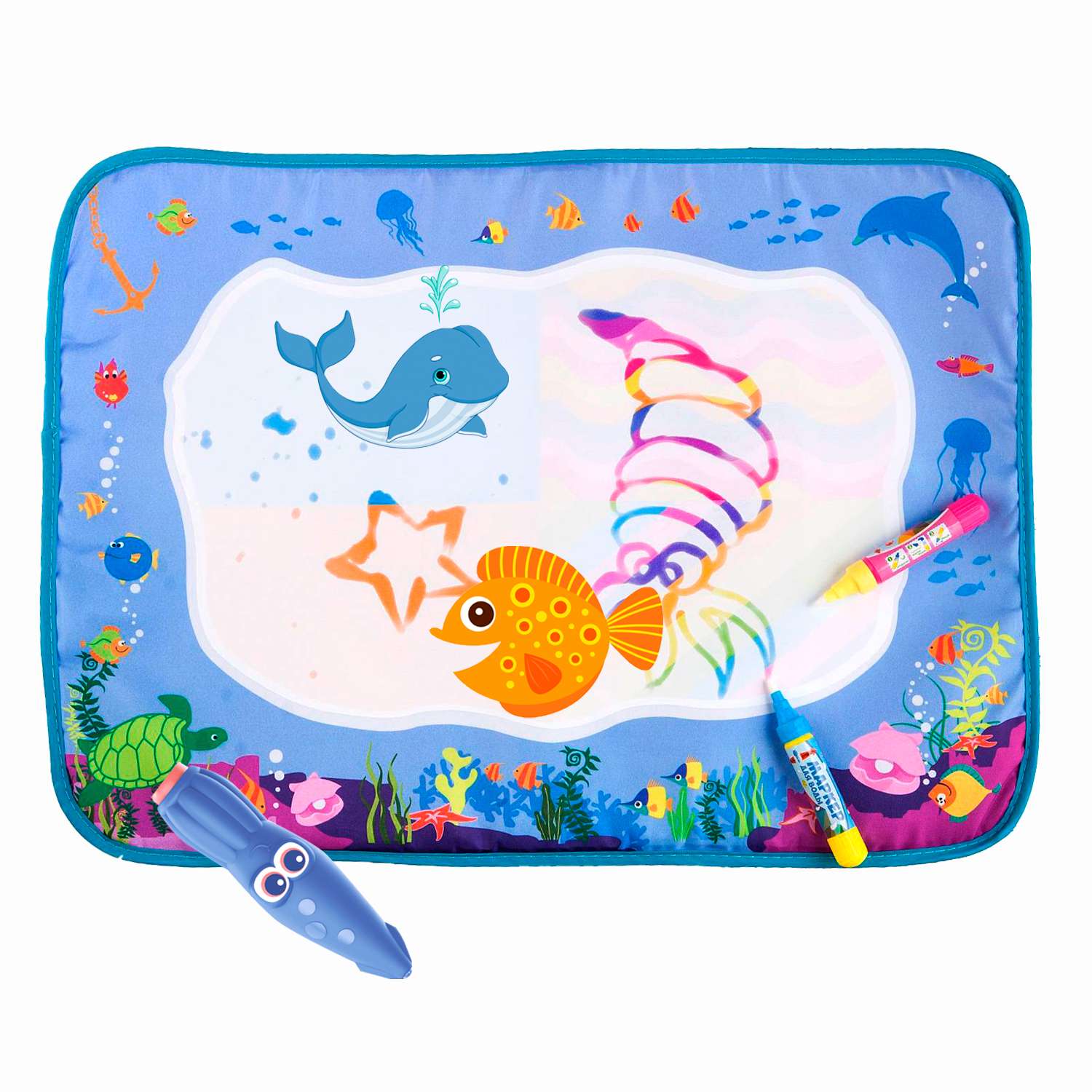 Водная раскраска BONDIBON многоразовый коврик Подводный Мир со световым эффектом серия Baby you - фото 1
