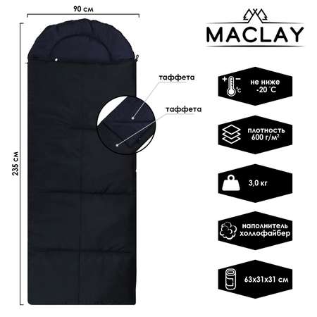 Спальник-одеяло Maclay с подголовником 235х90 см до -20°С