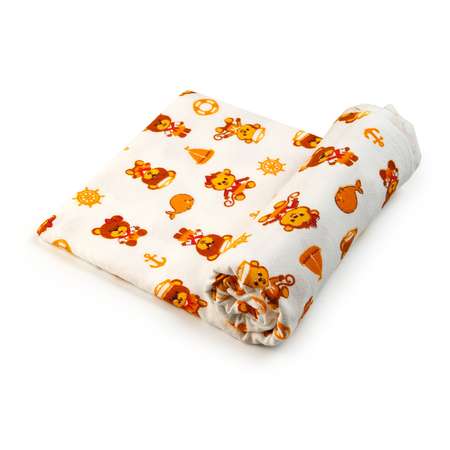 Пеленка Тутси оранжевые морячки мишки и обезьянки фланель 90х120 см