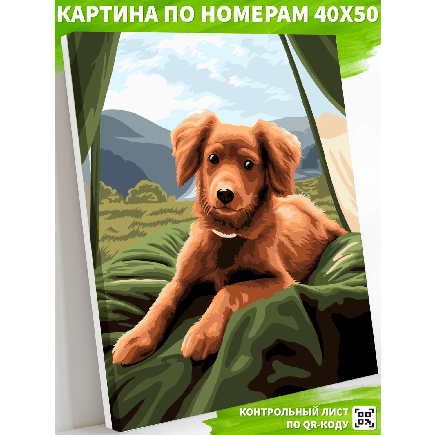 Картина по номерам Art on Canvas холст на подрамнике 40х50 см Собака в палатке - фото 1