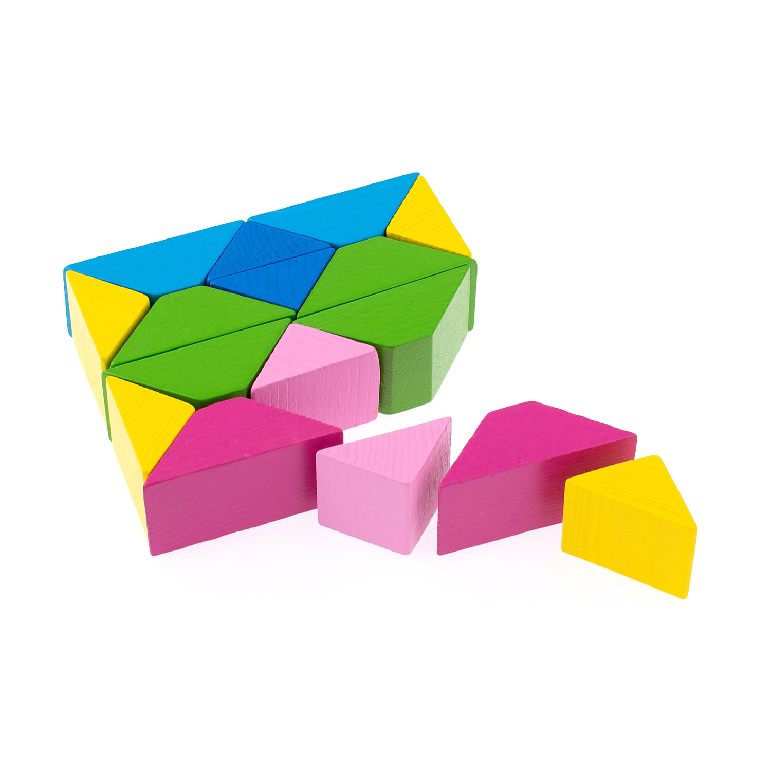 Конструктор деревянный детский Томик цветные треугольники 16 деталей 6677 - фото 3
